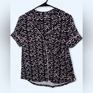 Kate Spade Bow Print Pajama Button Down Sleep Shirt - Size Small